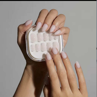 30 faux ongles nude transparents à presser, forme amande, brillants, réutilisables, vente en gros, personnalisables OEM