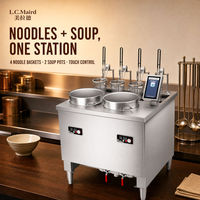 Cuisinière à nouilles à 4 brûleurs avec commande tactile, 2 marmites à soupe, cuisinière électrique commerciale pour la restauration