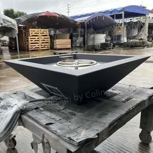 Bol à feu autoportant moderne en béton de fibre de verre avec allumage à distance, pour piscine, foyer extérieur au bord de la piscine - Product Image 4