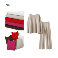 Ensemble de pull en cachemire doux et respirant pour femmes ensemble de vêtements amples pour dames ensemble de 2 pièces ensemble jumeau en tricot de couleur personnalisée pour l'automne