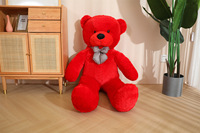 Vente en gros de peaux en peluche d'ours en peluche rouge, poupée en peluche d'ours non rembourré mignon, peau de jouet non rembourrée d'ours en peluche personnalisée