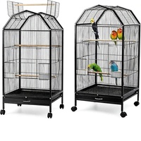 Cage à oiseaux MBOX 103x46x46cm avec roulettes 360°, plateau amovible (3 perchoirs, mangeoire automatique) pour Calopsita, Parkite, oiseaux petits/moyens