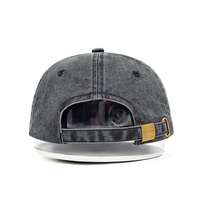 Zwarte gewassen denim stof met geborduurd logo, groothandel 6-delige baseball caps voor volwassenen