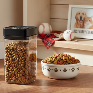 Vacare America Plastic Paw Design Vacuum Sealed Pet <b>Food</b> <b>Storage</b> <b>Container</b> with Date Ring for Dog & <b>Cat</b> <b>Food</b> - Product Image 2