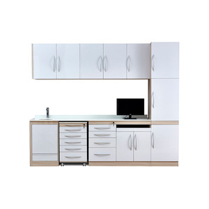 Ensemble de meubles de cabinet médical en acier inoxydable avec dessus en métal, 4 portes, unité de rangement durable pour clinique - Product Image 1