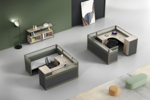 โต๊ะทำงานแบบโมเดิร์นสำหรับสำนักงานเดี่ยว พร้อมแผงกั้นกระจกแบบปรับเปลี่ยนได้ - Product Image 6