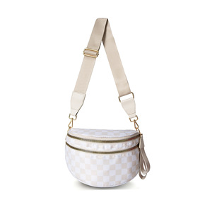 Sac <span class=keywords><strong>de</strong></span> poitrine bandoulière personnalisé pour femme, sac banane en nylon à carreaux, sac messager pour femme - Product Image 2