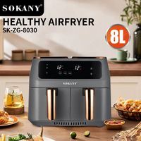 Ménage 8L Écran Tactile Double Air Friteuse Électrique Friteuse Four Smart Air Friteuses Avec 2 Paniers Indépendants