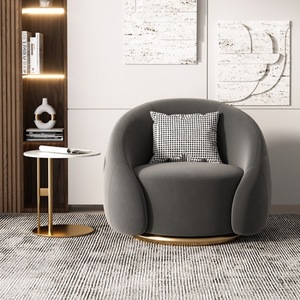 Hot Sales Modern Nordic Designer Single Round <b>Sofa</b> Chair Luxury Light Cloth Rotating for Home Office Apartment <b>Hotel</b> Living Room - Product Image 6