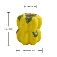 Vase en céramique peint à la main avec motif de citron, style nordique, pour fleurs, ornement artisanal, décoration d'intérieur