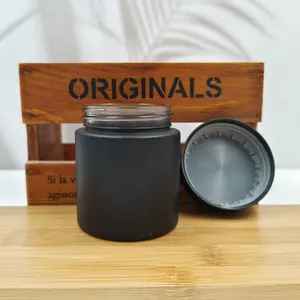 Packaging 4oz matte black glass jar child resistant cap/child proof jar/child resistant bottle