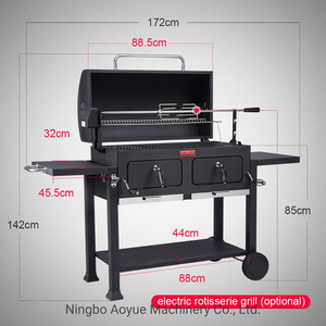 Parrilla de barbacoa de carbón para ahumador multifunción grande para exteriores con rejilla de <span class=keywords><strong>hierro</strong></span> <span class=keywords><strong>fundido</strong></span> de primera calidad con <span class=keywords><strong>asador</strong></span> - Product Image 4