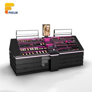 Expositor de Maquillaje Personalizado, Mostrador de Cosméticos para Minoristas, Mueble de Almacenamiento de Madera con Cajones e Iluminación - Product Image 1