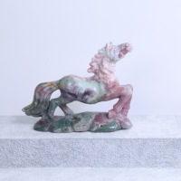 Sculpture de cheval en agate indienne, figurine en pierre sculptée à la main, décoration de bureau, ornement artistique