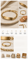 Bracelet personnalisé en plaque martelée, chaîne en acier inoxydable, bracelet gravé avec un nom, cadeau de bijoux