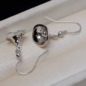 Boucle d'oreille en argent S925 avec perle baroque, style A, chapeau irrégulier, accessoire féminin fait main, avec tailles de 3 mm et 16 mm - 3854 - Product Image 5