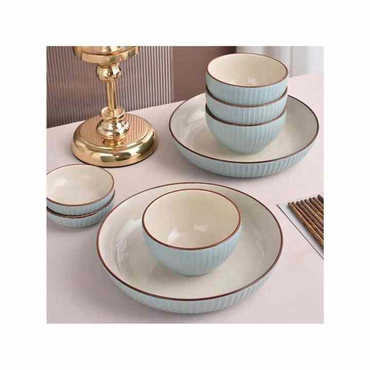 12-Piece Ceramic Dinnerware Set Porcelain Plates Bowls Chopsticks Scratch Resistant Dishwasher & Microwave Safe for Hotels
