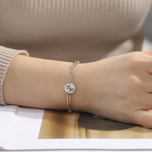 Myshape Zodiac Charm Bracelet Mujeres Acero inoxidable Paperclip Cadena Pulseras Constelación Acuario Aries <span class=keywords><strong>Tauro</strong></span> Leo Joyería - Product Image 5