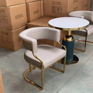 Mesa y Sillas de Restaurante <span class=keywords><strong>Italiano</strong></span> Golden Leg, Silla de Comedor de Cuero para Restaurante, Bar, Cocina, Cafetería - Product Image 3