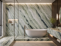 Dalles et carreaux en marbre vert Shangri-La Jade pour tables consoles, buffets, comptoirs de bar, bureaux d'accueil et panneaux muraux de salle de bain