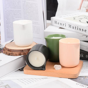 Custom 12Oz Keramische Roze Kaars Pot Giet Tuit Kleine Vorm Huisdecoratie Kerst Kandelaar Voor <span class=keywords><strong>Massage</strong></span> Snel - Product Image 5