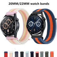 Tali Nilon untuk Samsung Galaxy Watch 6 4 Classic/5 Pro/active 2/3/Gear S3 Gelang untuk Huawei Watch 2e 3 Pro Strap