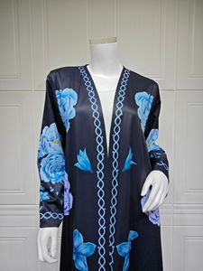 2026 <strong>Summer</strong> Two Piece Floral Print Hijab Open Abaya for Muslim Women Ramadan Holiday Outerfit Islamic Turkey <strong>Kaftan</strong> Robe - Product Image 4