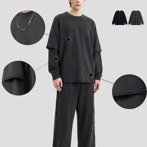 OEM/ODM Factory Bulk <b>Long</b> <b>Sleeve</b> 420gsm 100%Cotton Casual T Shirt Plain Blank <b>Tshirts</b> Wholesale Customized Print T-Shirt For <b>Men</b> - Product Image 4