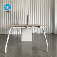 LIWEI Bureau d'ordinateur moderne en bois extensible pour 4 à 6 personnes, poste de travail de bureau à aménagement ouvert, qualité commerciale, pour équipe