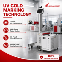 Mesin Pengkodean Laser UV Online CKMACHINE 3-10W, Printer Penanda Dingin untuk Pita Pembungkus Kimia, Pipa Plastik Bulat PE PVC HDPE
