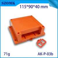 Boîtier de rail DIN 115x90x40mm en plastique ABS avec bride de montage pour module PLC industriel, orange