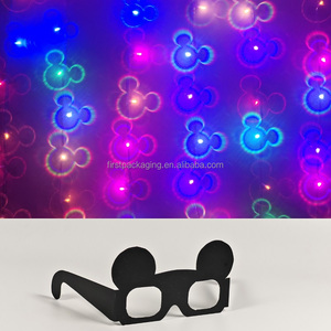 Gafas 3D de Difracción de Papel OEM - Diseños de Hongo, <span class=keywords><strong>Mickey</strong></span> <span class=keywords><strong>Mouse</strong></span>, Calabaza, Gatito, Conejo - Para Fiestas - Product Image 3