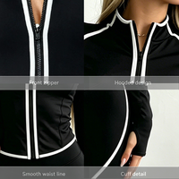 Haut de sport et de yoga ajusté pour femme, respirant, veste courte zippée avec col montant, vêtement de sport de course recyclable