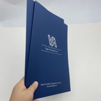 Carpeta de Presentación de Papel Azul Marino Ecológica al por Mayor, Carpeta de Portafolio para Oficina de Abogados con Estampado en Caliente Plateado