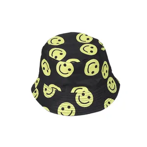 Boné de smile estampado, chapéu para meninas, chapéu de sol, boné de balde para verão