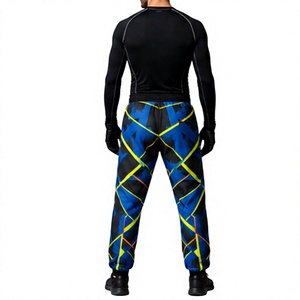 Pantalon de paintball pour hommes, sublimé, bleu, noir, jaune, motif géométrique, taille réglable, léger, pour joggeurs, jeux en plein air - Product Image 3