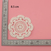 En gros, Patch carré de poche en dentelle de coton vintage abricot de 8 cm, broderie ajourée, applique écologique pour vêtements et chapeaux