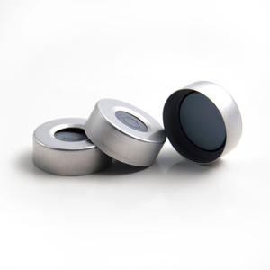Laboratuvar malzemeleri <span class=keywords><strong>20mm</strong></span> Metal alüminyum kap 8/9.5mm merkezi delik kıvrım üst Headspace örnek flakon kapatma PTFE butil <span class=keywords><strong>Septa</strong></span> 20x3mm OEM - Product Image 1