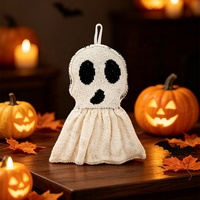 Décoration suspendue fantôme blanc personnalisée pour Halloween, pendentif en tissu brodé à la punch needle pour décoration murale de fête