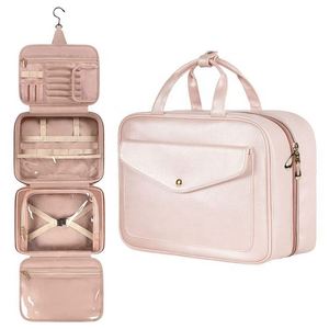 Bolsa de Cosméticos de Viaje, Neceser de Belleza, Bolsa de Almacenamiento de Artículos de Aseo, Color Rosa, Fábrica con Certificación BSCI - Product Image 1
