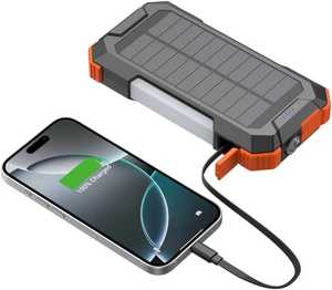 Nouvelle Banque d'alimentation solaire portable 20000mAh 2025 pour l'extérieur, chargeur rapide PD 20W, lumière LED, câble USB C rétractable, Micro USB pour le camping - Product Image 1