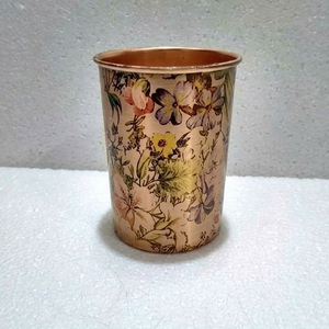 Vaso de Cobre con Estampado de Prado Silvestre, Vaso de Agua Inspirado en la Naturaleza, Taza de Jardín Vintage, Vajilla Reutilizable, Colección de Regalos - Product Image 1