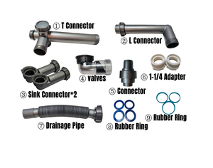 Kit di <span class=keywords><strong>Scarico</strong></span> Flessibile Espandibile per <span class=keywords><strong>Lavello</strong></span> da <span class=keywords><strong>Cucina</strong></span> 1 1/2" e 1 1/4" Tutto-in-Uno per <span class=keywords><strong>Lavello</strong></span> a Doppia Vasca, Design <span class=keywords><strong>Salvaspazio</strong></span> - Product Image 6
