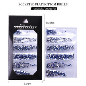 6 takım 1440 adet düz dipli kristal cam yuvarlak tırnak kristal DIY Rhinestone tırnak süsleme toptan - Product Image 5