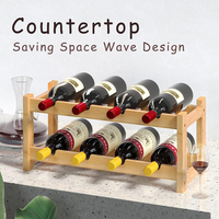 Casier à vin support libre 8 porte-bouteilles étagère de rangement de vin pour cuisine, bar, cave à vin 2 niveaux porte-bouteilles en bambou comptoir