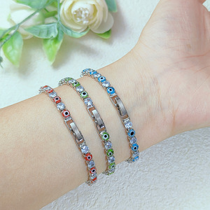 สร้อยข้อมือเทนนิสประดับเพชรซิคอน 4 มม. สีสันสดใส รุ่น Demon Eye สำหรับผู้หญิง จาก <span class=keywords><strong>LAMOON</strong></span> ชุบทอง 14K/แพลตตินัม/โรสโกลด์ ดีไซน์ทันสมัย - Product Image 2