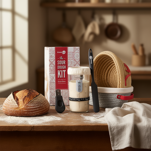 Kit de fermentación de masa sourdough KneadAce de 24 oz con cuchilla magnética para pan y cesta Banneton para hornear en casa - Product Image 2