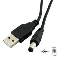 Cable de Alimentación USB a DC 5.5x2.1mm, Cable de Carga USB 2.0 a DC 5V de 1m