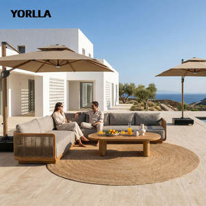 Ensemble <span class=keywords><strong>de</strong></span> canapés <span class=keywords><strong>de</strong></span> patio <span class=keywords><strong>de</strong></span> luxe <span class=keywords><strong>pour</strong></span> hôtel, base en teck massif, corde tressée, résistant aux intempéries, <span class=keywords><strong>pour</strong></span> resort - Product Image 2