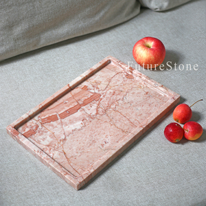 Роскошный сервировочный лоток из крема и розового мрамора, прямоугольный натуральный мрамор, декоративный поднос для фруктов, украшений для рождественского декора - Product Image 3
